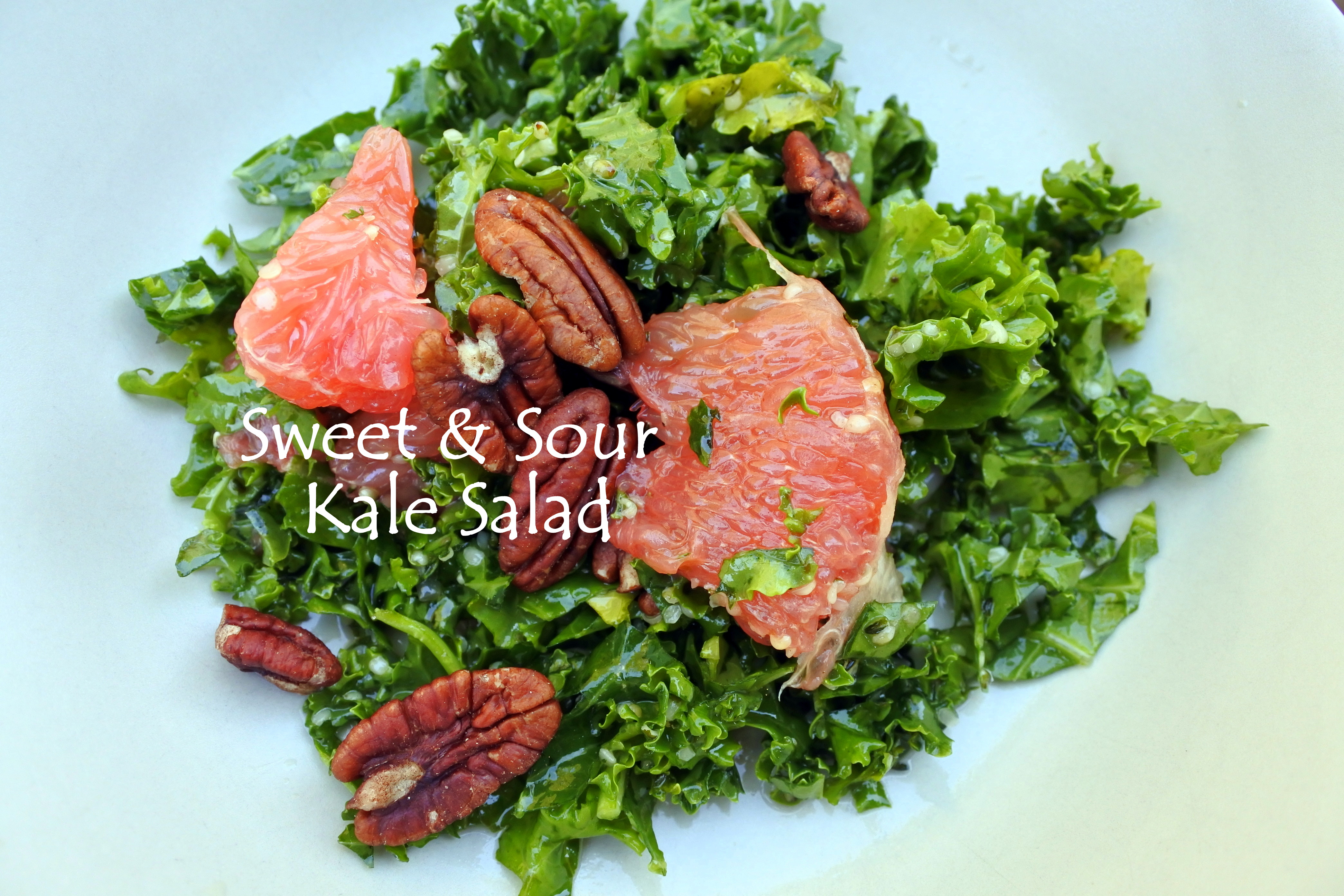raw vegan paleo kale citrus salad sweet sour grapefruit healthy lunch recipe