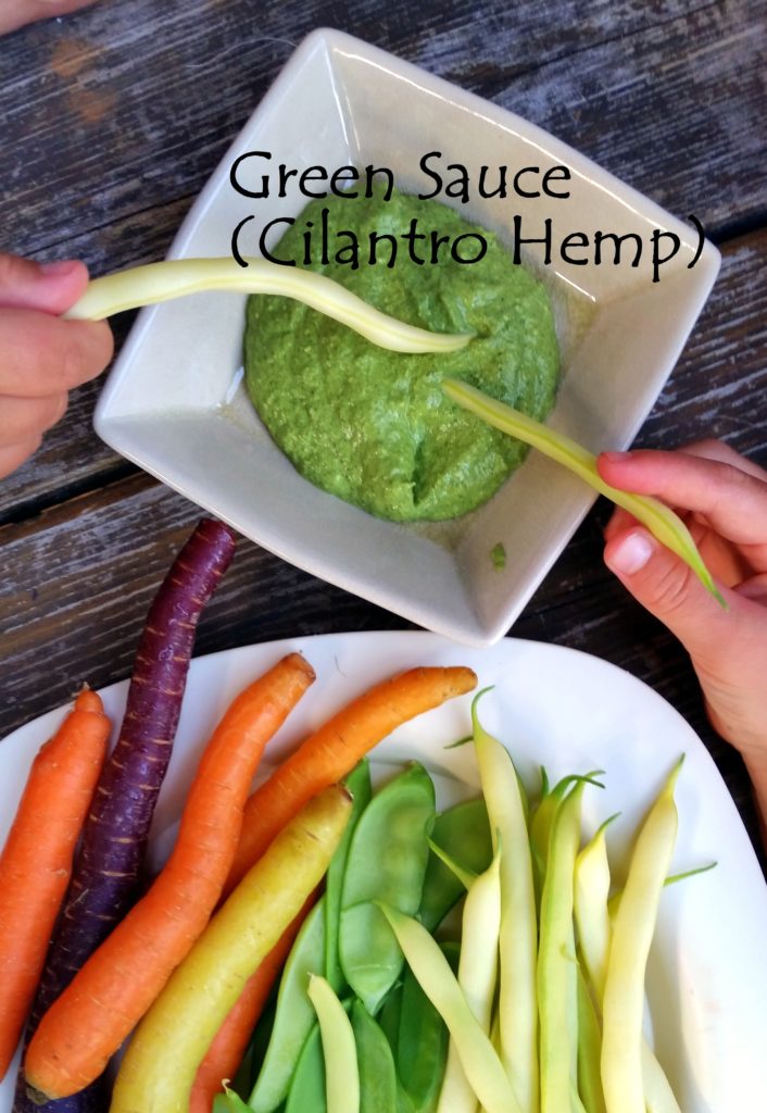 cooking with kids edible crafts greens garden sauce cilantro hemp seeds loven life